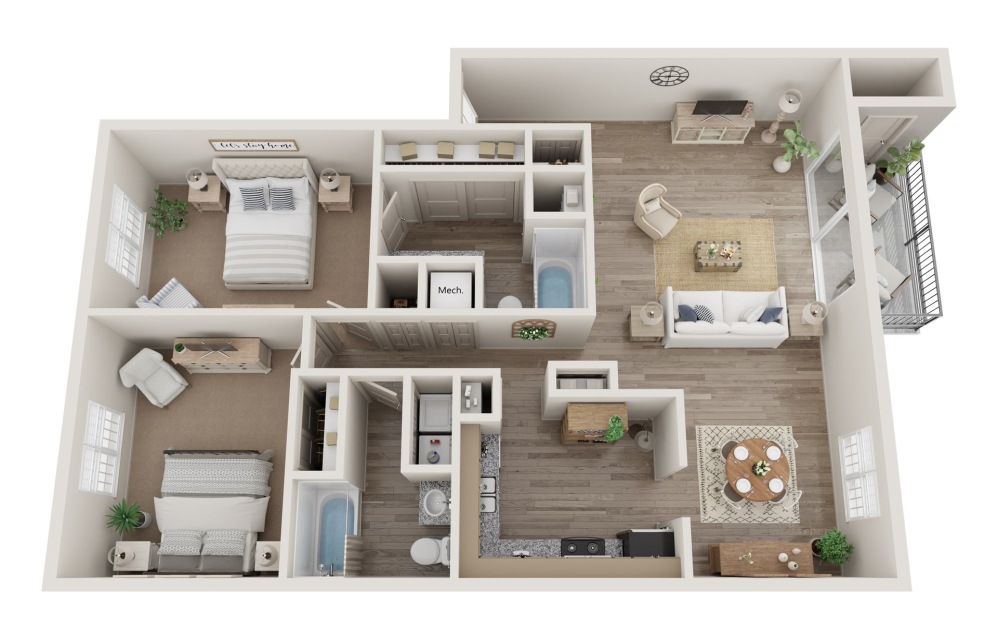 1195 square foot 2 bedroom